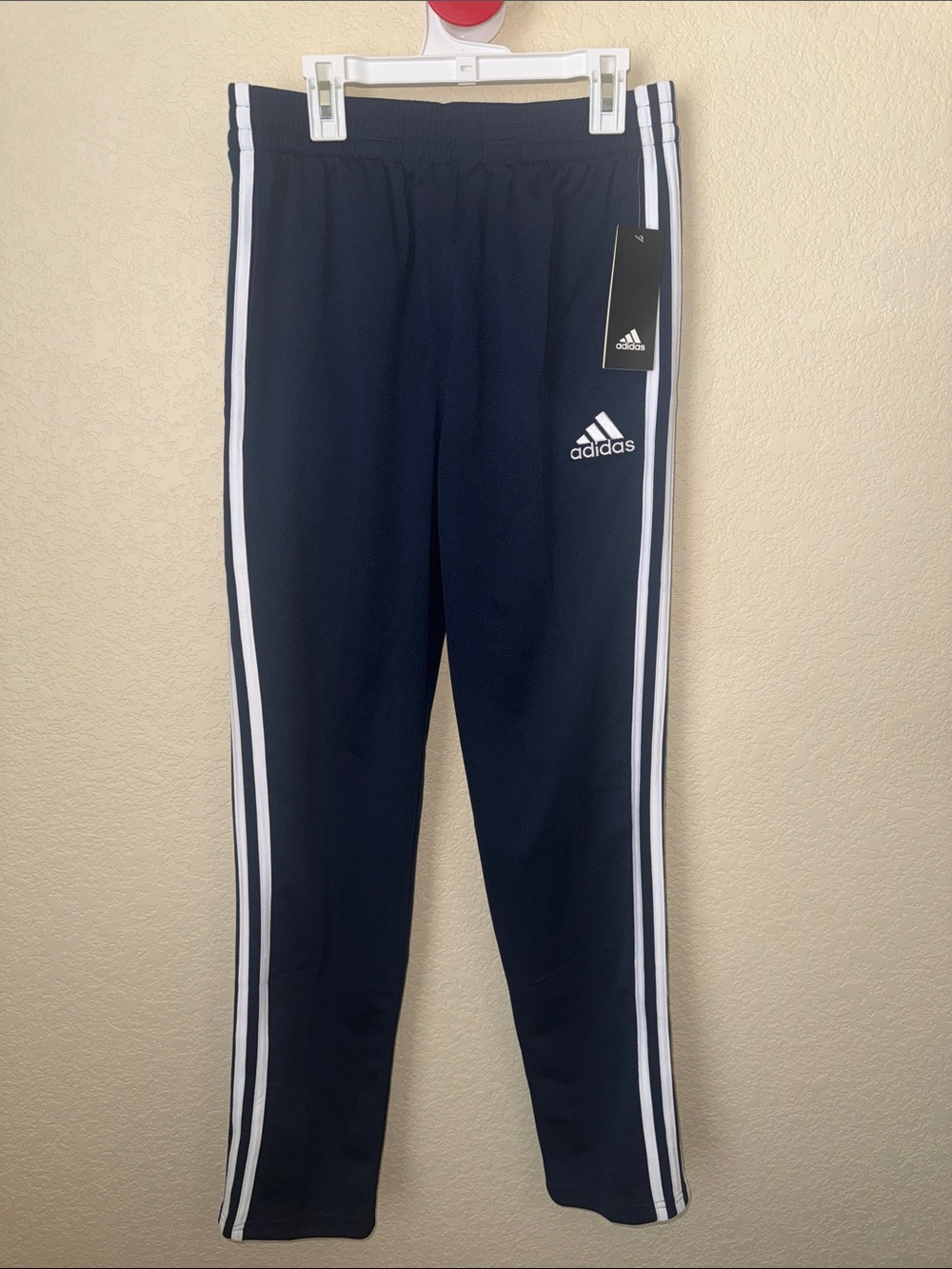 NWT Adidas Boys XL 18/20 Navy 3 Stripe Trainer Track Pants